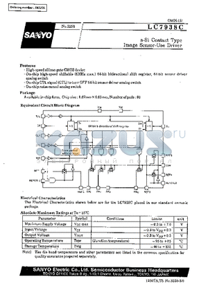 LC7938 datasheet - a-Si Contact Type Image Sensor-Use Driver