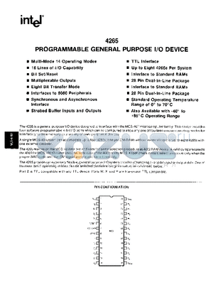 P4265 datasheet - PROGRAMMABLE GENERAL PURPOSE I/O DEVICE