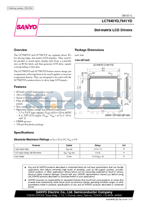 LC7940YD datasheet - Dot-matrix LCD Drivers