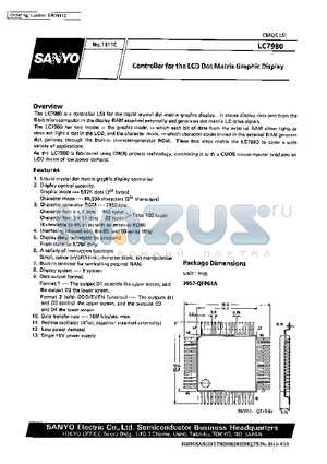 LC7980 datasheet - Controller for the LCD Dot Matrix Graphic Display