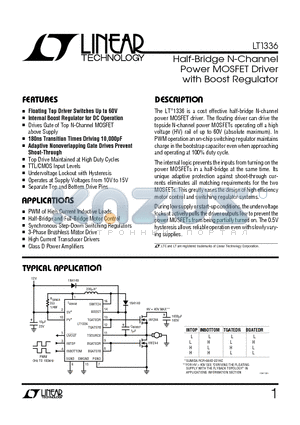 LT1336 datasheet - Half-Bridge N-Channel Power MOSFET Driver with Boost Regulator
