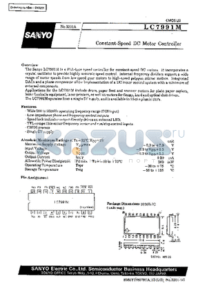 LC7991M datasheet - Constant-Speed DC Motor Controller