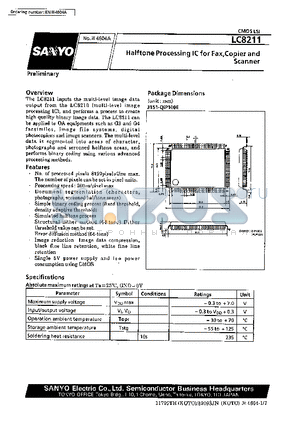 LC8211 datasheet - Halftone Processing IC for Fax, Copier and Scanner