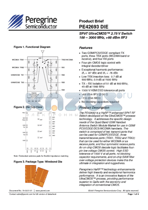 EK-42693-01 datasheet - SP9T UltraCMOS 2.75 V Switch 100 - 3000 MHz, 68 dBm IIP3