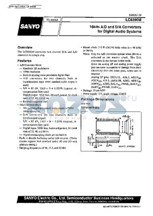 LC8390 datasheet - 16bits A/D and D/A Converters for Digital Audio Systems