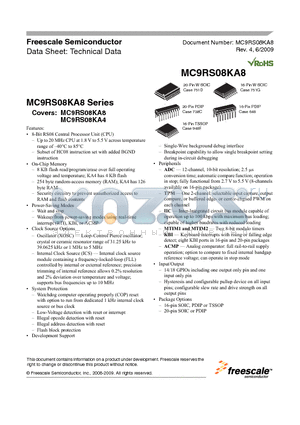 MC9RS08KA4CPJ datasheet - MCU Block Diagram