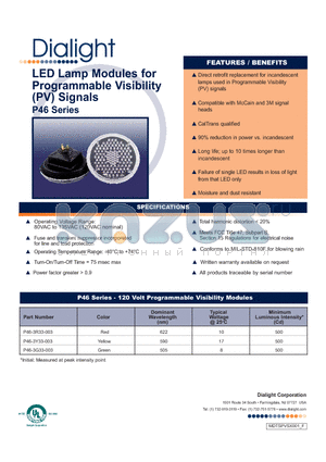 P46-3G33-003 datasheet - LED Lamp Modules for Programmable Visibility (PV) Signals