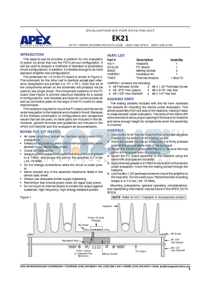 EK21 datasheet - EVALUATION KIT FOR SA07 PIN-OUT