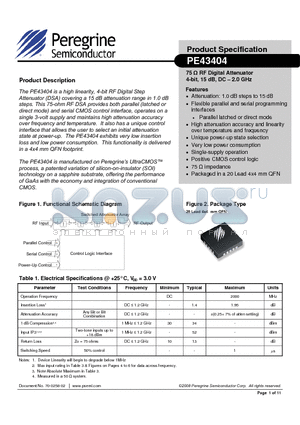 EK43404-01 datasheet - 75 -RF Digital Attenuator 4-bit, 15 dB, DC - 2.0 GHz