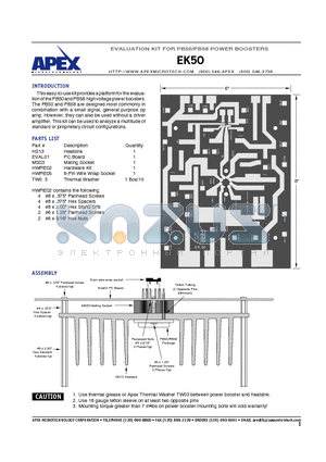 EK50 datasheet - EVALUATION KIT FOR PB50/PB58 POWER BOOSTERS