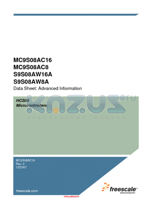 MC9S08AC16 datasheet - 8-Bit HCS08 Central Processor Unit (CPU)
