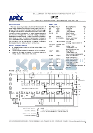 EK52 datasheet - EVALUATION KIT FOR MP230FC/MP240FC PIN OUT