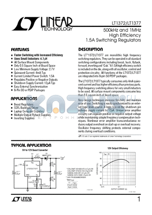 LT1372HVCS8 datasheet - 500kHz and 1MHz High Efficiency 1.5A Switching Regulators