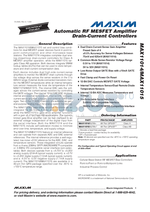 MAX11015 datasheet - Automatic RF MESFET Amplifier Drain-Current Controllers