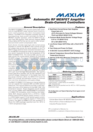 MAX11015BGTM+ datasheet - Automatic RF MESFET Amplifier Drain-Current Controllers
