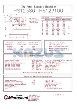 HS12390 datasheet - 120 Amp Schottky Rectifier