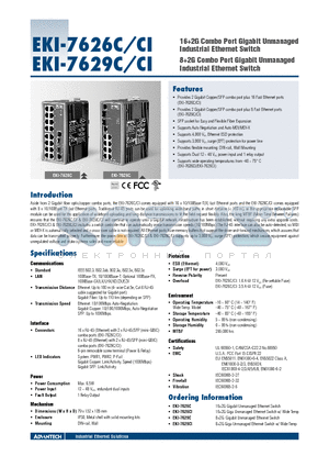 EKI-7626CI datasheet - 162G Combo Port Gigabit Unmanaged Industrial Ethernet Switch