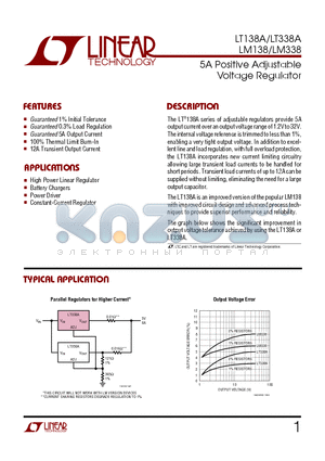 LT138A datasheet - 5A Positive Adjustable Voltage Regulator