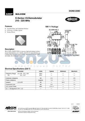 EKIN2-220D datasheet - E-Series I/Q Demodulator 215 - 225 MHz