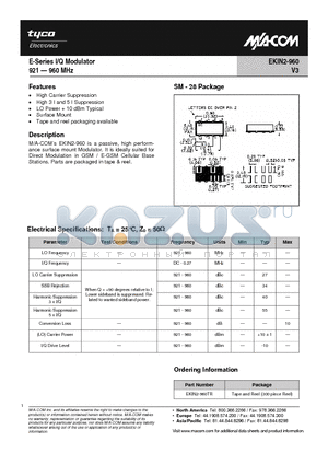 EKIN2-960 datasheet - E-Series I/Q Modulator 921-960MHz