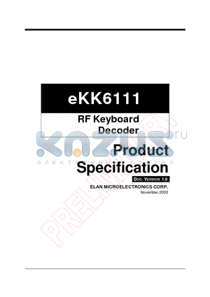 EKK6111 datasheet - RF Keyboard Decoder
