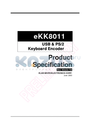 EKK8011 datasheet - USB & PS/2 Keyboard Encoder