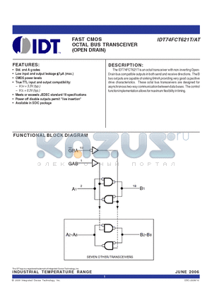 IDT74FCT621AT datasheet - FAST CMOS OCTAL BUS TRANSCEIVER