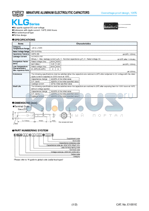 EKLG401ESS220ML25S datasheet - MINIATURE ALUMINUM ELECTROLYTIC CAPACITORS