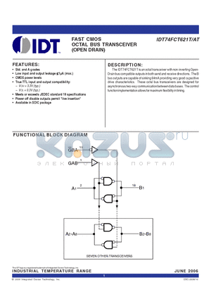 IDT74FCT621TSOG datasheet - FAST CMOS OCTAL BUS TRANSCEIVER