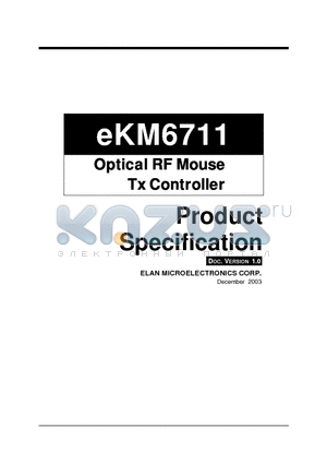 EKM6711 datasheet - Optical RF Mouse Tx Controller