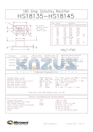 HS18135 datasheet - 180 Amp Schottky Rectifier