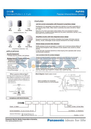 EKMB1101112 datasheet - Passive Infrared Motion Sensor