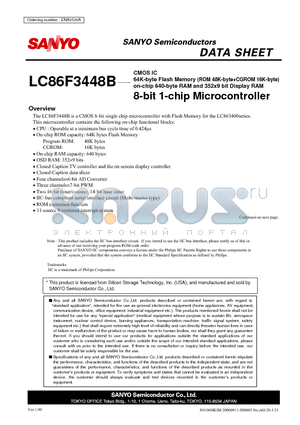 LC86F3448B datasheet - 8-bit 1-chip Microcontroller