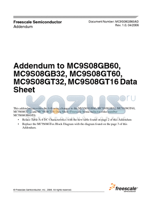 MC9S08GT16 datasheet - Addendum