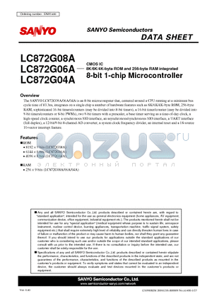 LC872G08A datasheet - 8-bit 1-chip Microcontroller