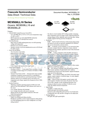 MC9S08LL16 datasheet - 8-Bit HCS08 Central Processor Unit