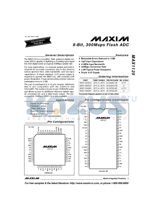 MAX1125AIDO datasheet - 8-Bit, 300Msps Flash ADC