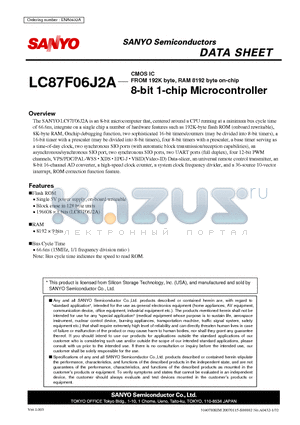 LC87F06J2A datasheet - CMOS IC FROM 192K byte, RAM 8192 byte on-chip 8-bit 1-chip Microcontroller