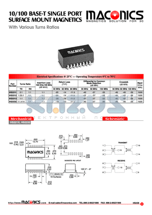 HS2232 datasheet - 10/100 BASE-T SINGLE PORT