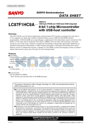 LC87F1HC8A_0812 datasheet - 8-bit 1-chip Microcontroller with USB-host controller