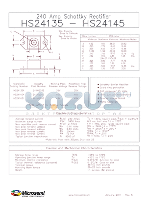 HS24145 datasheet - 240 Amp Schottky Rectifier