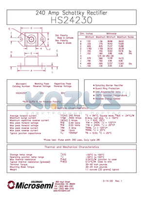 HS24230 datasheet - 240 Amp Schottky Rectifier