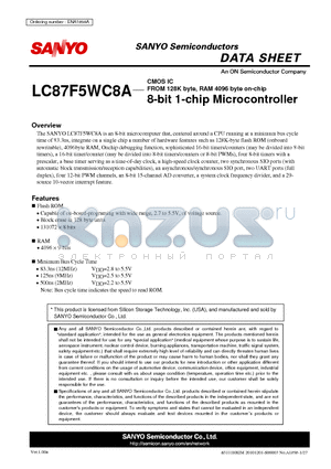 LC87F5WC8A datasheet - FROM 128K byte, RAM 4096 byte on-chip 8-bit 1-chip Microcontroller