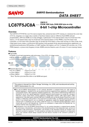 LC87F5JC8A datasheet - FROM 128K byte, RAM 4096 byte on-chip 8-bit 1-chip Microcontroller
