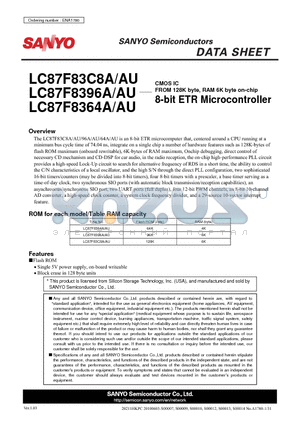 LC87F8364AU datasheet - FROM 128K byte, RAM 6K byte on-chip 8-bit ETR Microcontroller