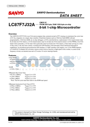 LC87F7J32A datasheet - FROM 32K byte, RAM 1024 byte on-chip 8-bit 1-chip Microcontroller