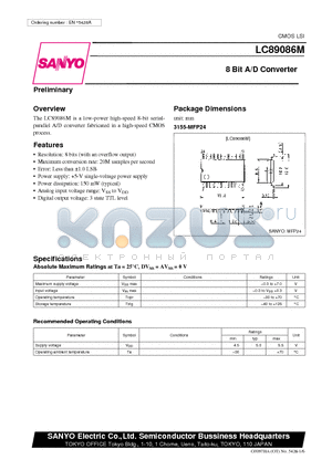 LC89086M datasheet - 8 Bit A/D Converter