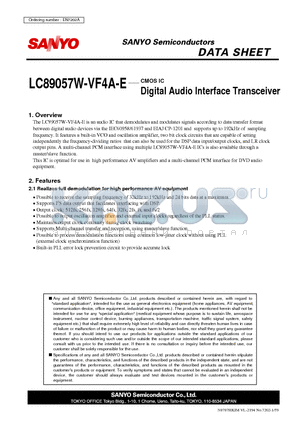 LC89057W-VF4A-E datasheet - Digital Audio Interface Transceiver