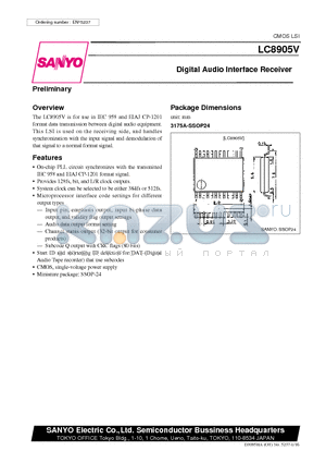 LC8905V datasheet - Digital Audio Interface Receiver