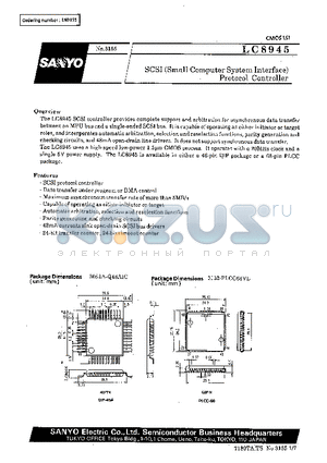 LC8945 datasheet - SCSI (Small Computer System Interface) Protocol Controller